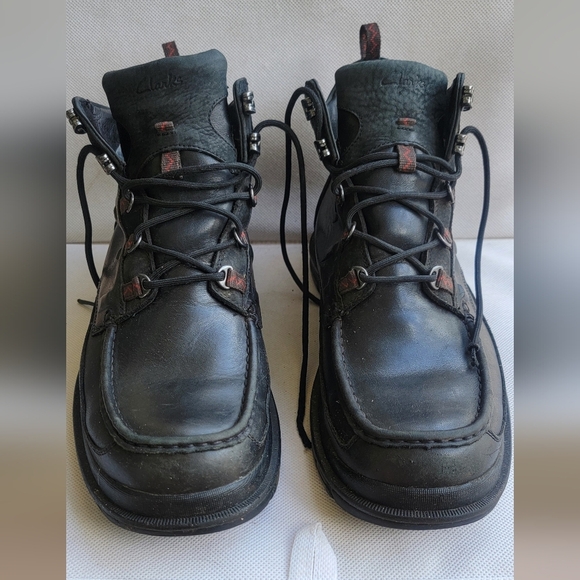 MEN'S CLARKS BLACK LEATHER GORE-TEX SHOE BOOTS (sz 12m) - Picture 2 of 7